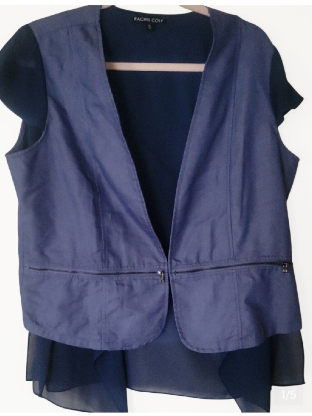 Women's Navy Layered Open-Front Vest